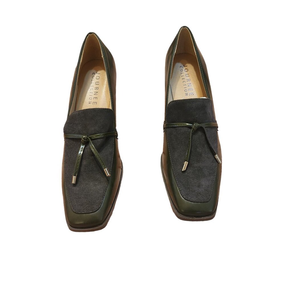 New Journee Collection Crawford Loafer Style Pumps, Square Toe, & Bow - Picture 4 of 10